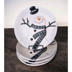 Grace Teaware Happy Snowman Dessert Salad Plates Set of 4 Potter's Studio
